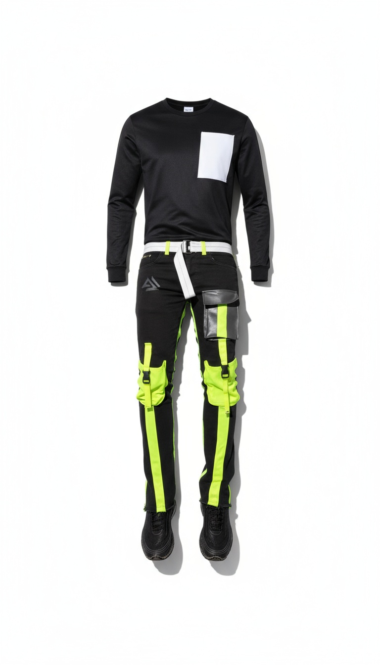 Black Lime Cargo Jeans